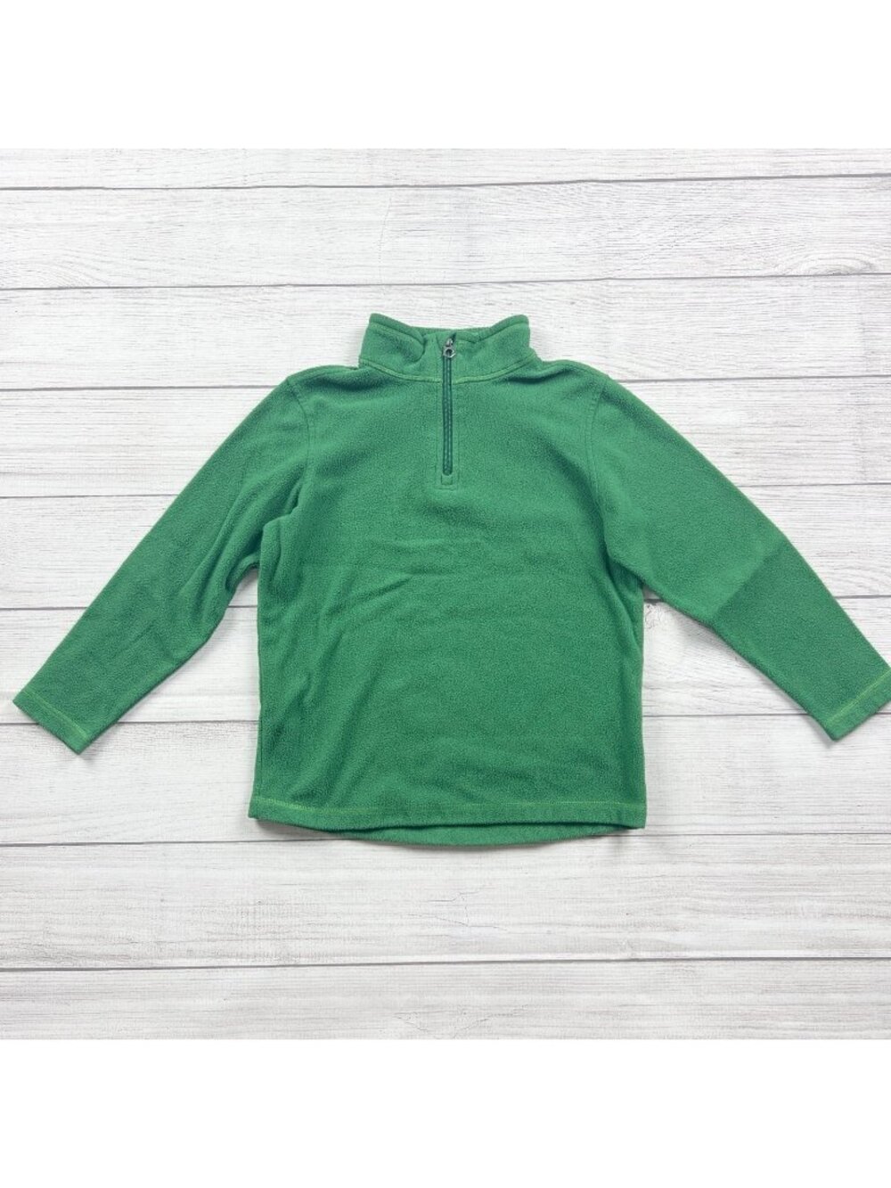 Lands End Kids Green Fleece Quarter Zip Pullover Sweater Unisex 8